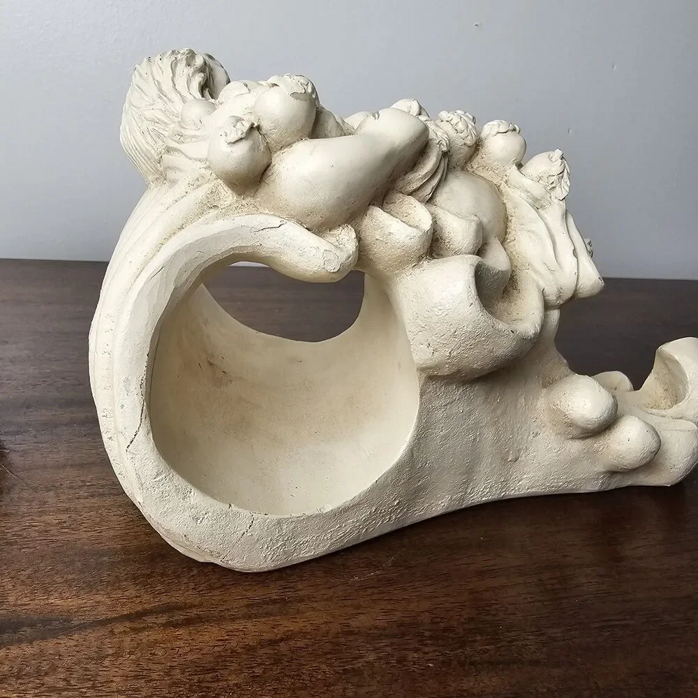 Vintage Wang's International Cherub Wall Sconces Drapery Curtain Rod Holder Pair